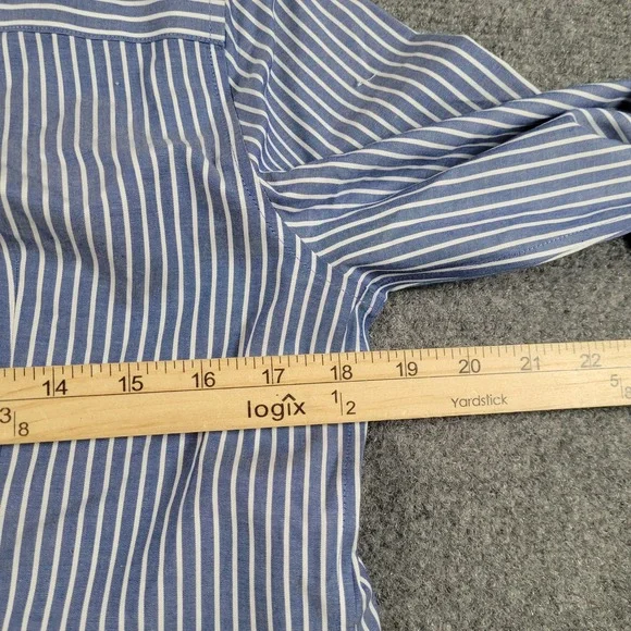 Talbots Shirt Womens 6P Blue White Stripe Button Front Wrinkle Resistant Petites - Picture 6 of 10